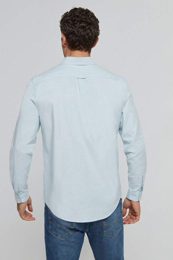 Cortefiel Camisa azul-claro com gola de botão Azul