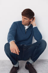 Cortefiel Cotton high neck sweater  Blue