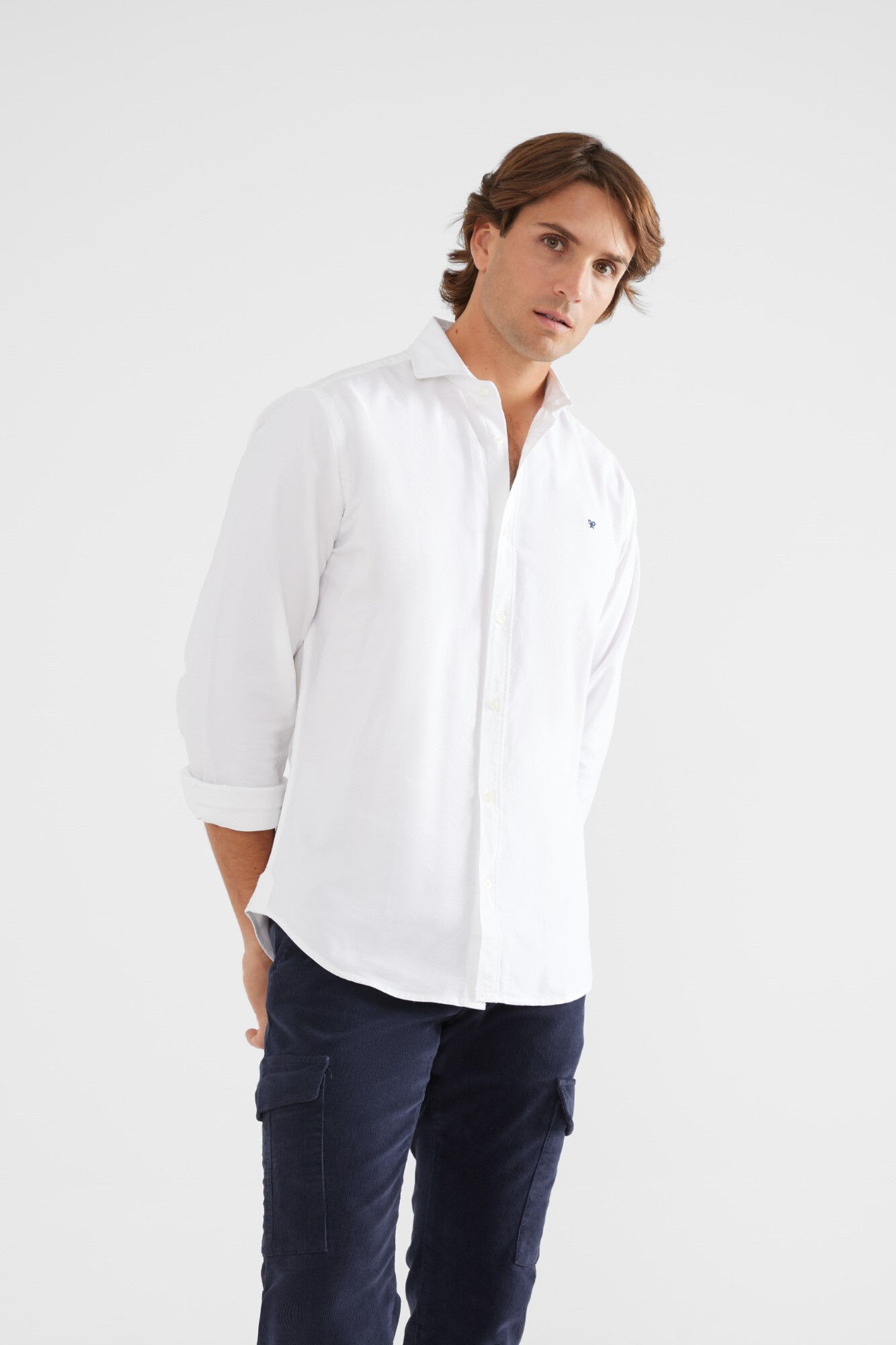 Camisa sport oxford cutaway blanca Chemises pour homme Cortefiel