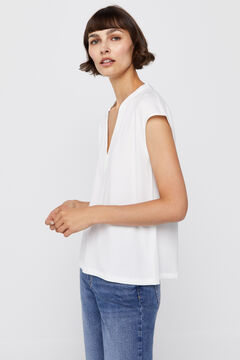 Cortefiel Combined floaty jersey-knit top White