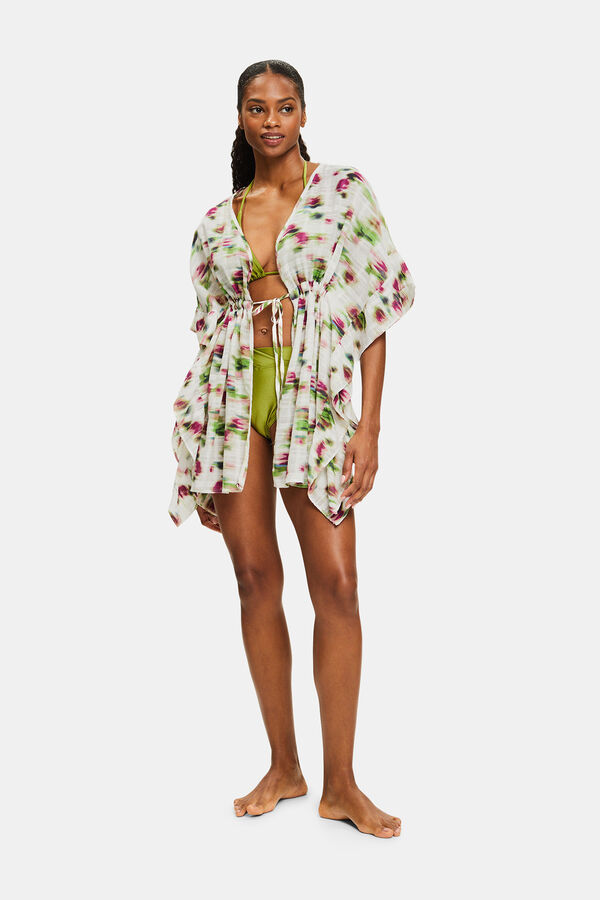 Cortefiel Loose fit short kaftan in a allover print Printed white