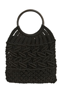 Cortefiel Embroidered beach bag Black