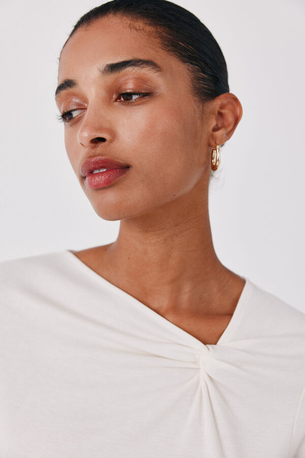 Cortefiel Knot neckline T-shirt White