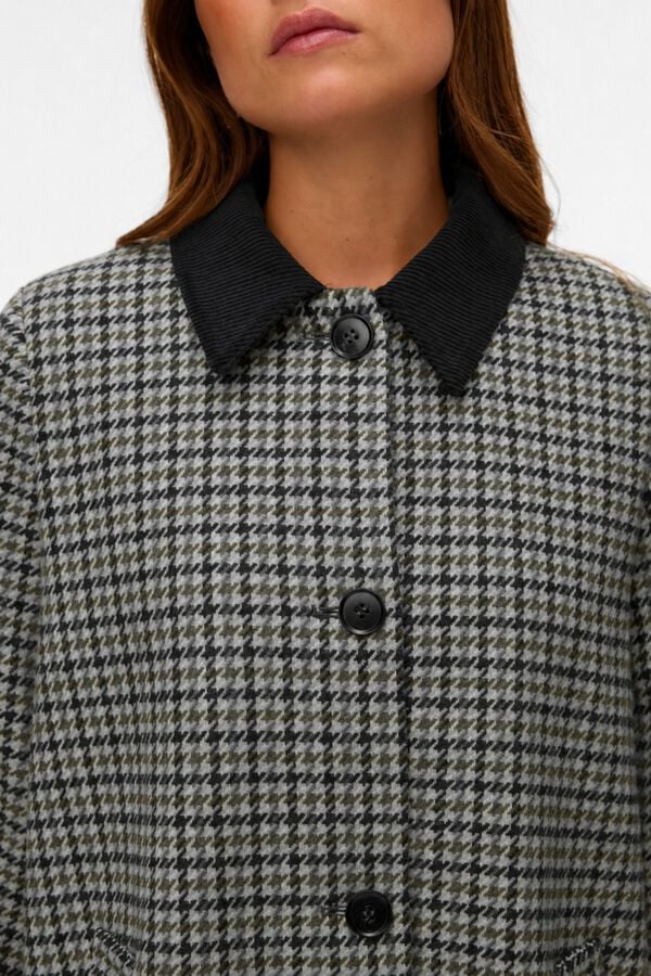 Vero Moda Sobretudo xadrez com gola em contraste Cinzento