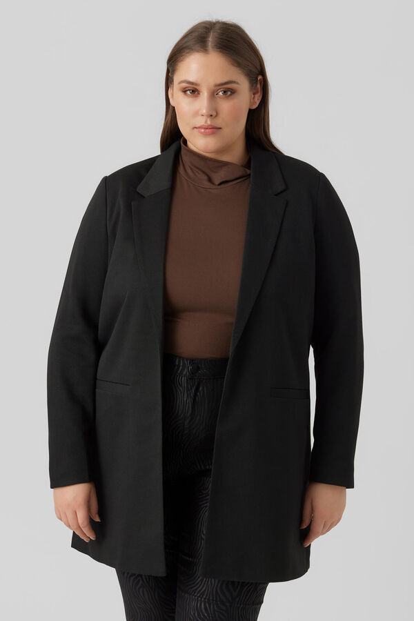 Cortefiel Plus size lapel collar blazer with large size flap Black