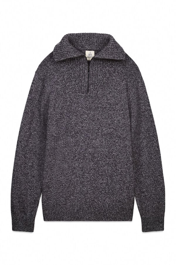 OOTO Neck polo shirt zip fastening sweater Dark grey