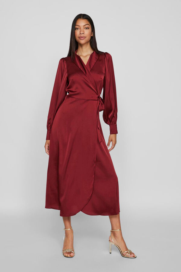 Vila Vestido midi envolvente em cetim Roxo