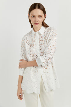 Cortefiel English shirt with fancy embroidery White