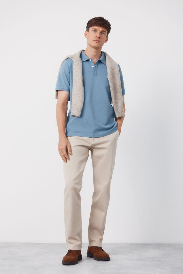 Cortefiel Basic piqué polo shirt Blue