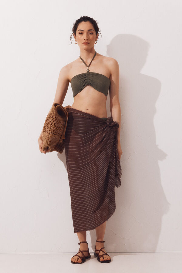 Cortefiel Bandeau bikini top Kaki