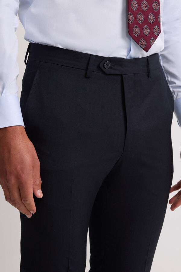 Silbon Calça clássicas de terno em espinha de espiga Azul