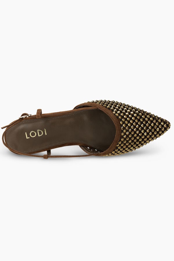 Lodi Sabrinas sem calcanhar em camur&ccedil;a Castanho