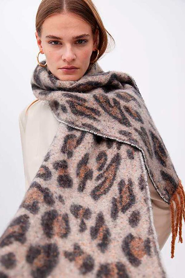 Lola Casademunt Cachecol animal print Castanho