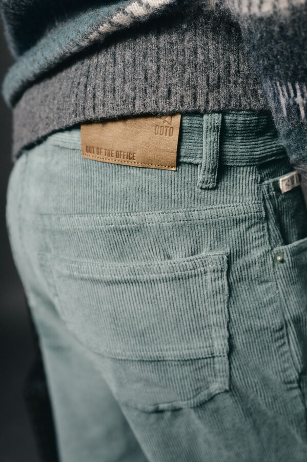 OOTO Pantalón 5 bolsillos slim fit pana Azul