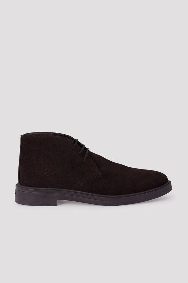 Cortefiel Suede lace-up boot Dark brown
