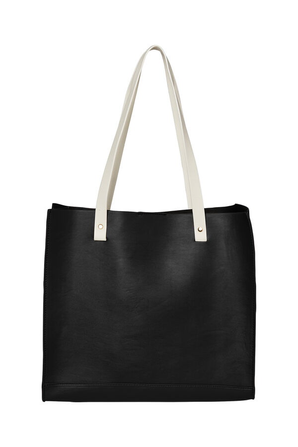 Cortefiel Faux leather shopper bag Black