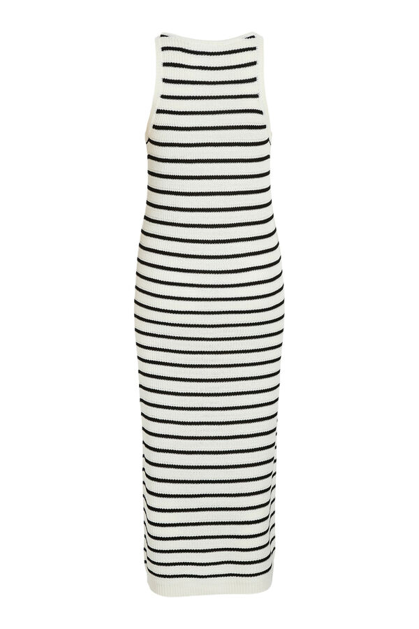 Cortefiel Long striped jersey-knit dress White