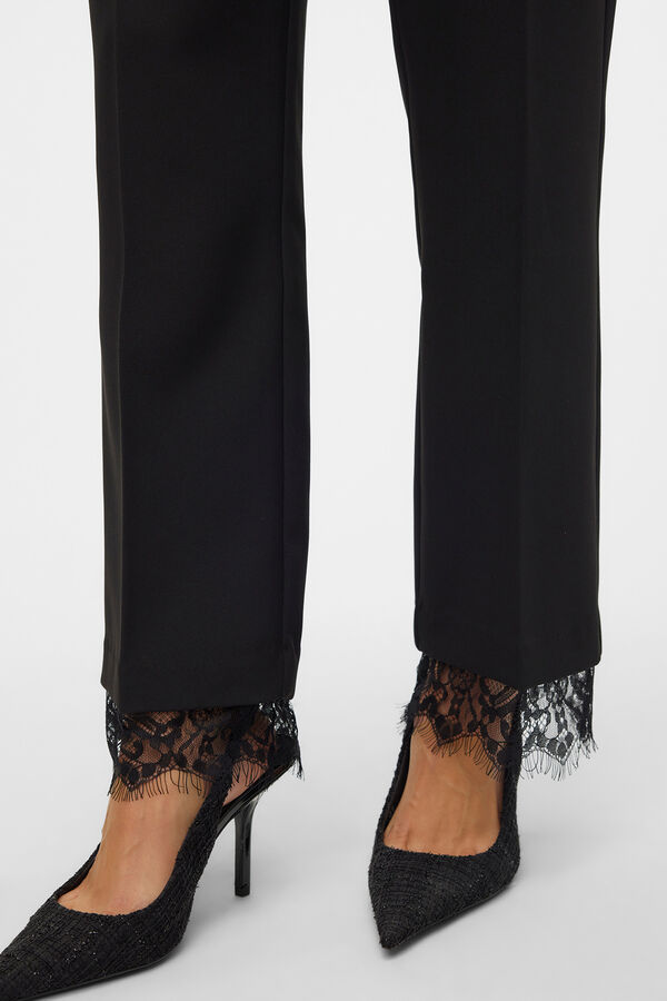 Cortefiel Long trousers with lace  Black