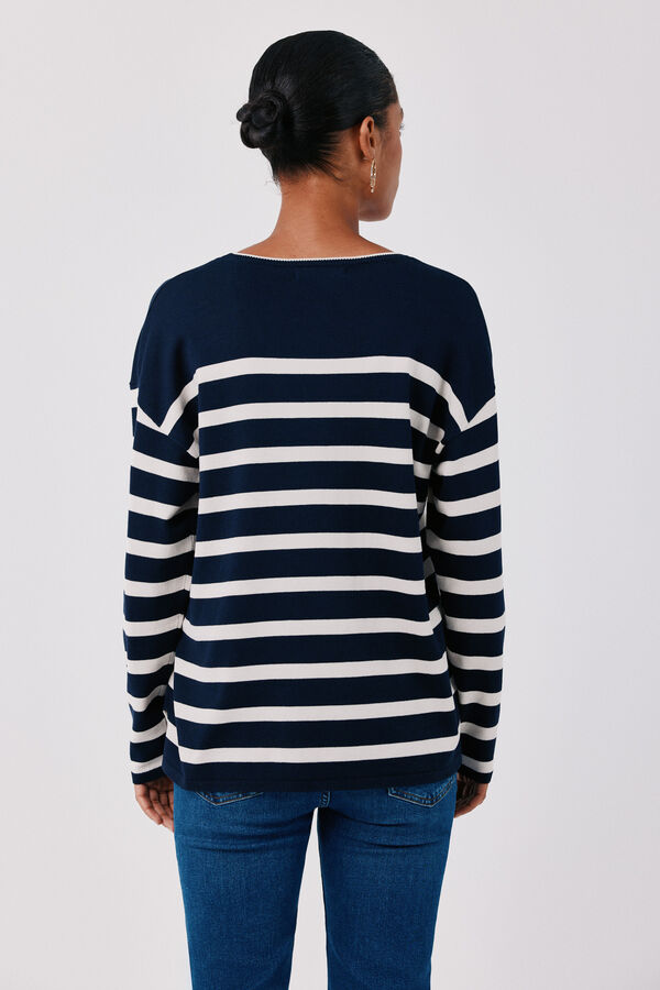 Cortefiel V-neck jumper Printed blue