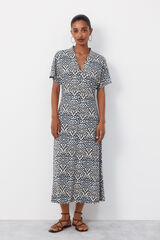 Cortefiel Printed dress Printed beige