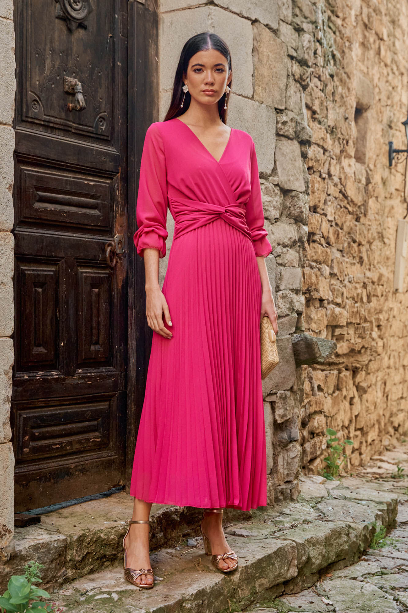 Vestidos deals plissados compridos