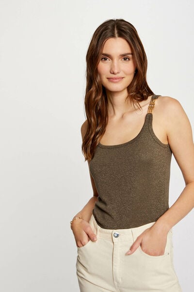 Cortefiel Top with spaghetti straps Ivory