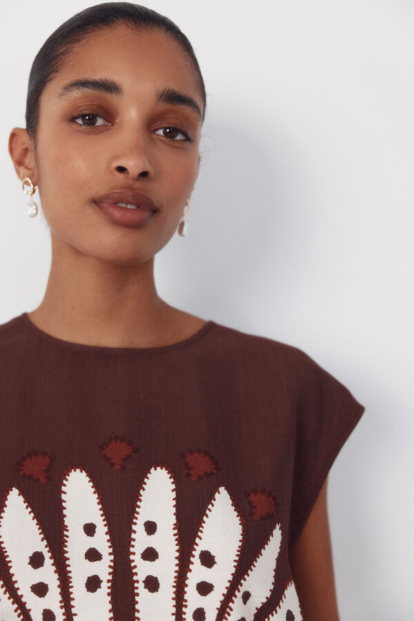 Cortefiel Printed top Orange