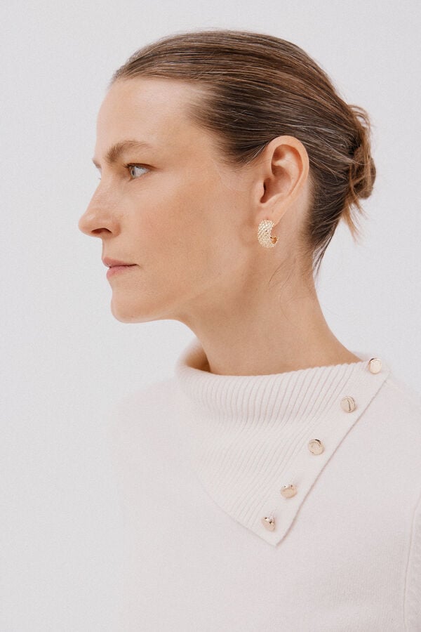 Cortefiel Button neck jumper Ivory