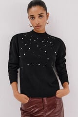 Cortefiel Jersey punto perlas Black