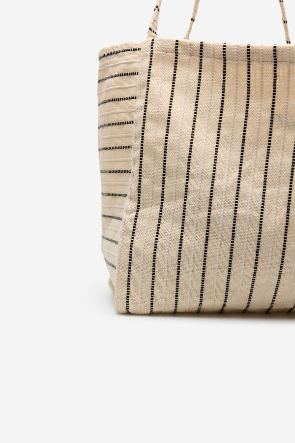 Cortefiel Striped bag  Printed white