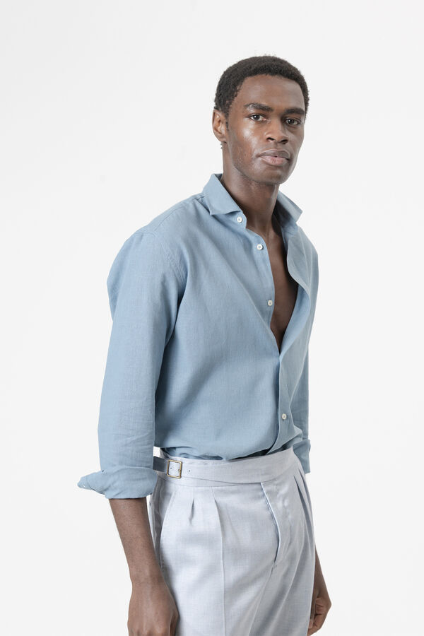 PuroEGO Camisa em linho porcelana Azul