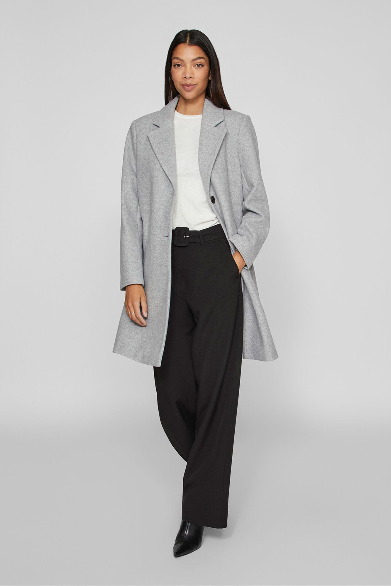 Vila Sobretudo de tecido com lapelas