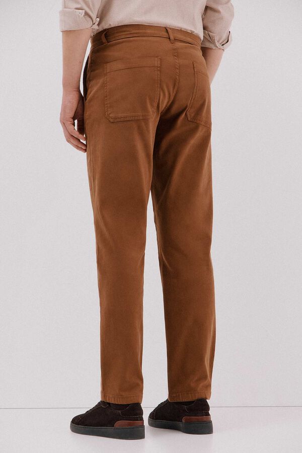Cortefiel Washed chinos pants Brown