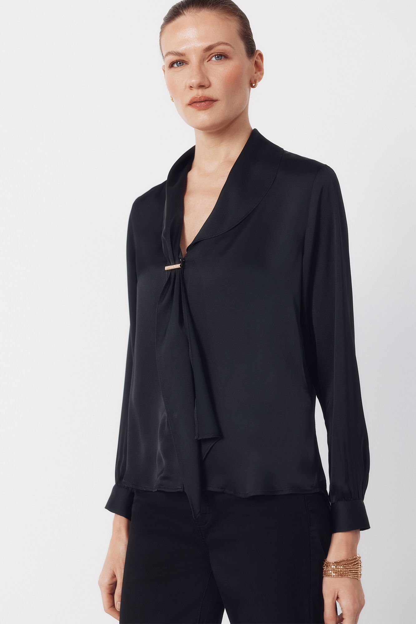 Cortefiel Satin blouse with bow