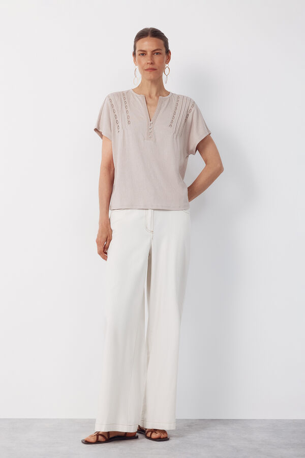 Cortefiel T-shirt fins Beige