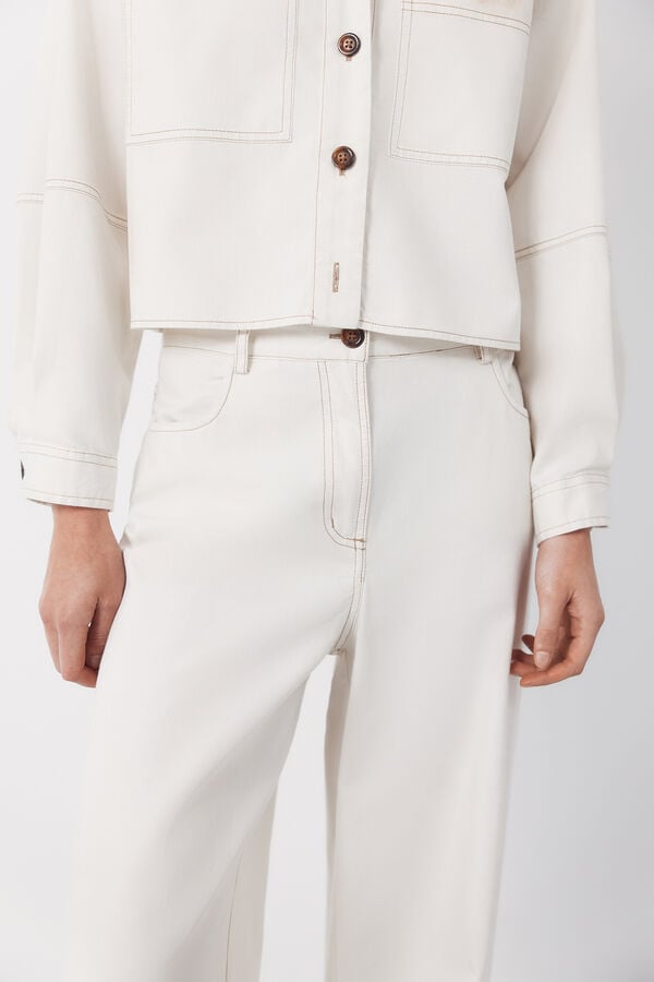 Cortefiel Soft palazzo jeans Ivory