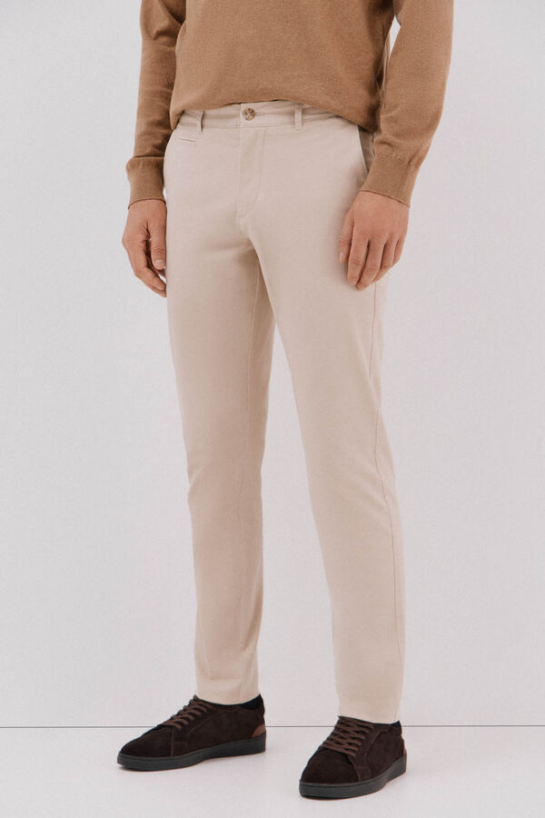 Cortefiel Slim fit chinos Beige