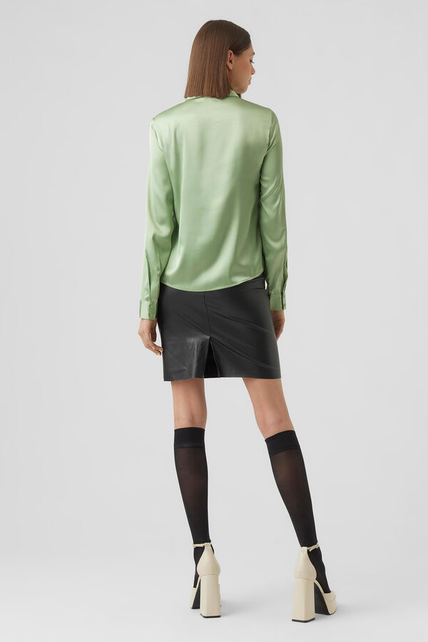 Cortefiel Camisa básica de mujer manga larga Verde pistacho