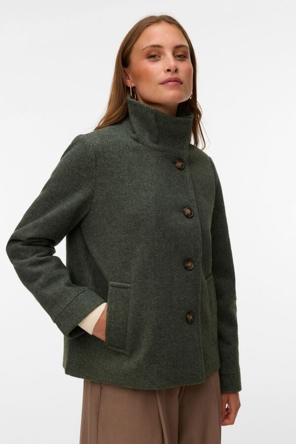 Vero Moda Casaco curto gola alta Verde