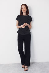 Cortefiel Pleated short sleeve top Printed grey