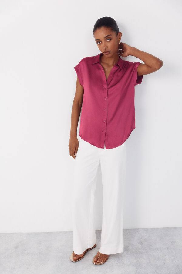 Cortefiel Camisa acetinada Preto
