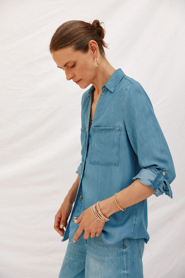Cortefiel  tencel denim shirt Blue