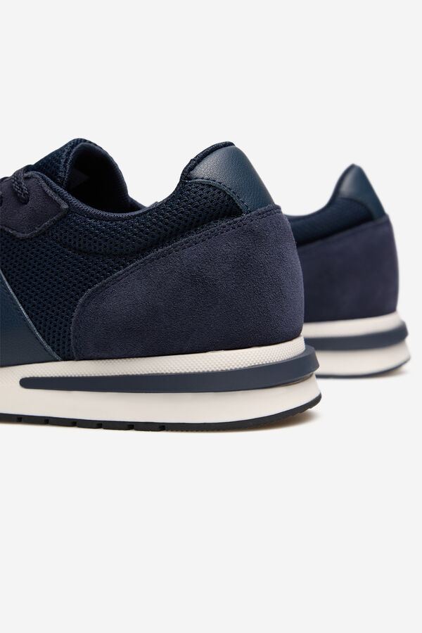 Cortefiel Leather and textile sneaker Navy