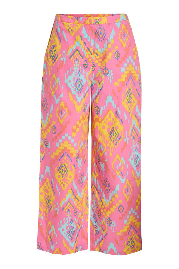 Vila Calças com estampado étnica ikat Subiu