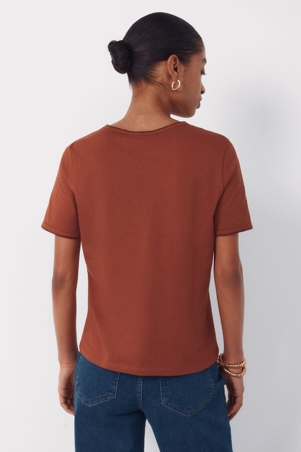 Cortefiel Embroidered t-shirt Brown