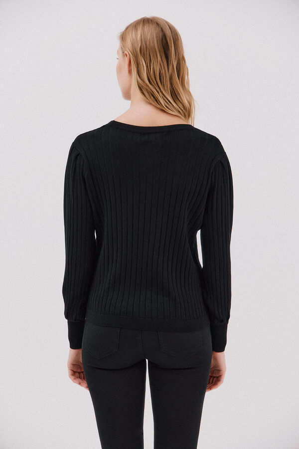 Cortefiel V-neck jumper with buttons Black