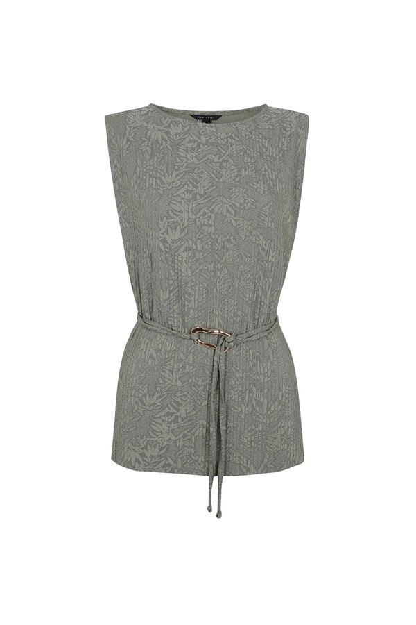 Cortefiel Jacquard buckle top Kaki
