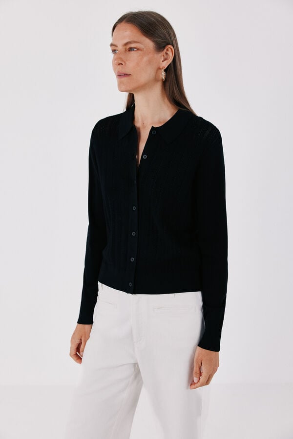 Cortefiel Polo neck jacket Black