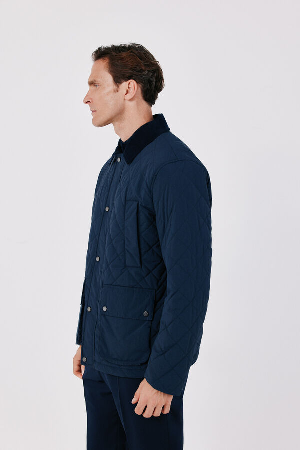 Cortefiel Diamond quilted jacket Navy