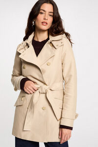 Morgan Trench coat justo com cinto e capuz